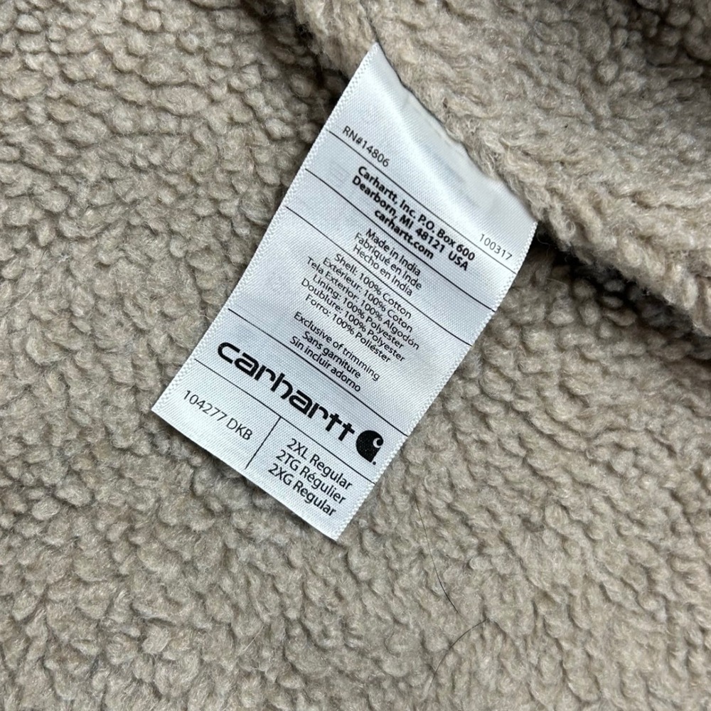 Carhartt 104277 DKB Mock Neck Sherpa Lined Vest Mens 2XL Brown Duck Canvas Zip - Picture 6 of 12